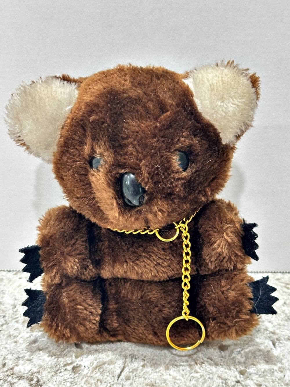 Vintage 1975 R Dakin Bean Bag Plush Brown KOALA Bear COSMO w Chain 7" Nutshells
